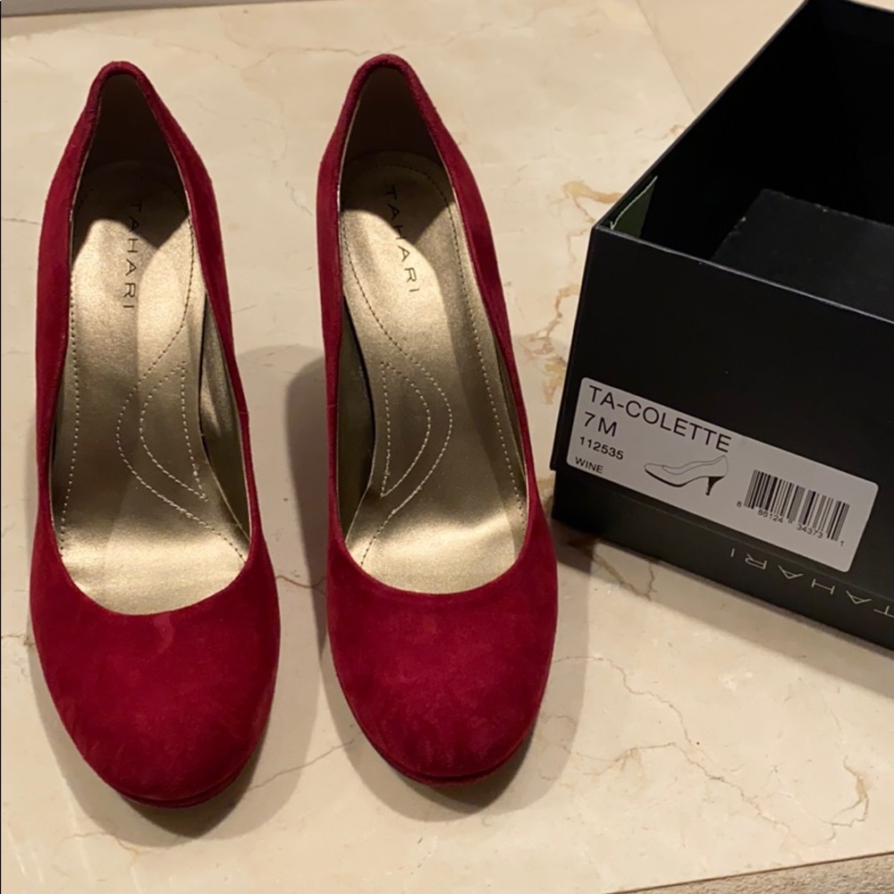 Tahari dress heels deep red